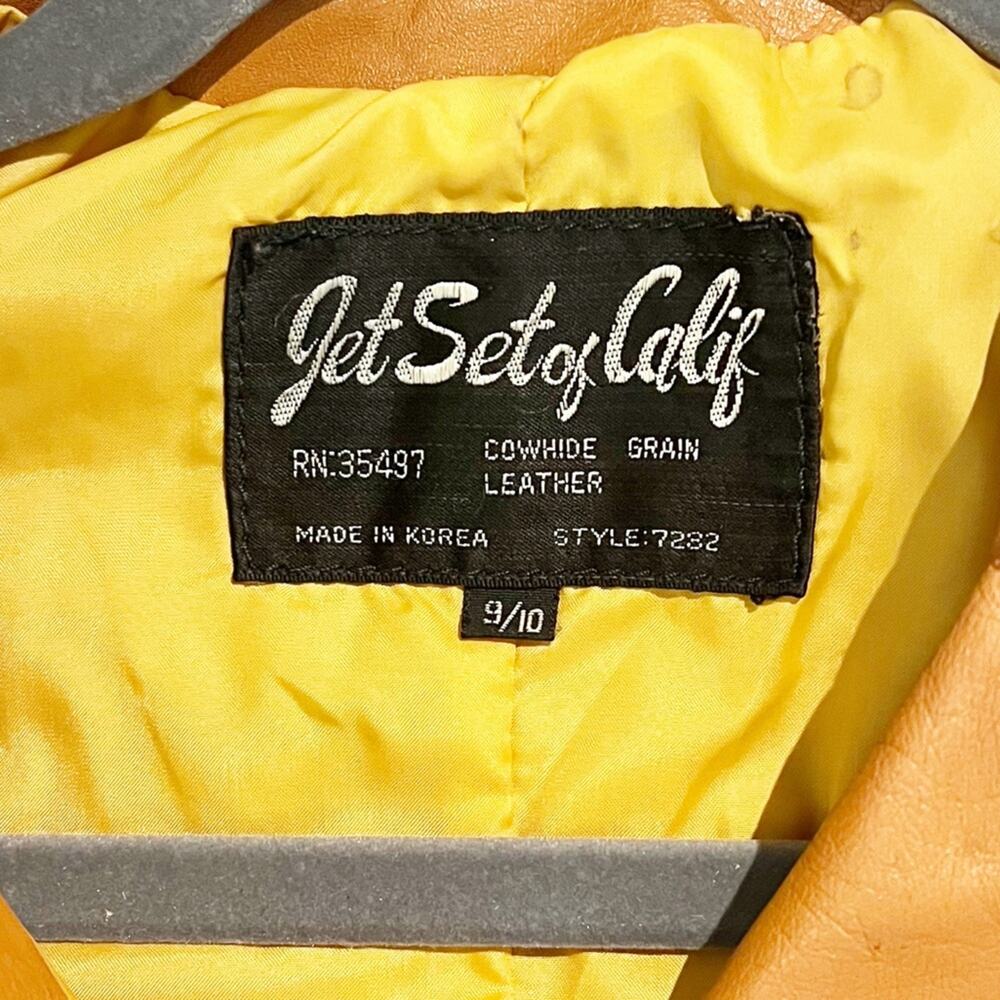 VINTAGE 1970s Jet Set of California Tan Cowhide Leather Trench Coat Belted - Picture 8 of 16